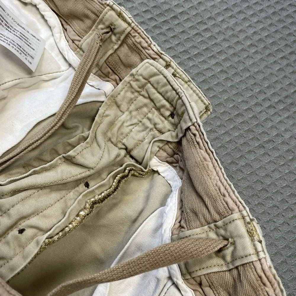 Vintage Abercrombie & Fitch Cargo Shorts 34 Men's Khaki Button Fly Drawstring
